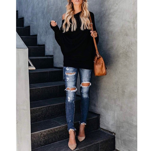 ✦NEW Off Shoulder Batwing Sleeve Sweater Top✦ - Picture 2 of 5